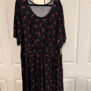 Torrid Black Dress with Red Floral Pattern